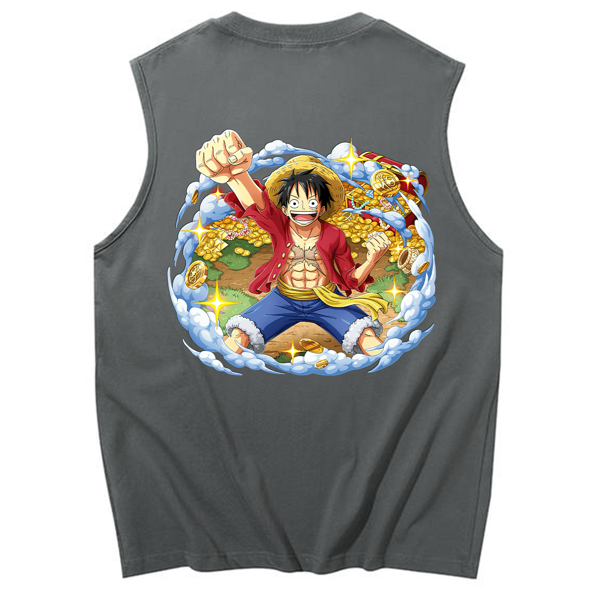 ワンピース モンキー・D・ルフィ ONE PIECE Monkey D. Luffy コットン100％タンクトップ（背面プリント）